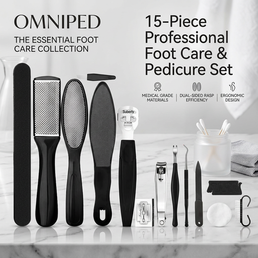 OmniPed 15-Piece Professional Foot Care Kit — Salon-Quality Pedicures at Home