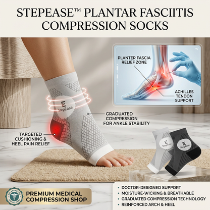 StepEase Plantar Fasciitis Compression Socks — All-Day Relief from Heel to Ankle
